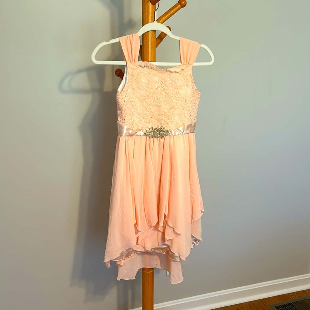 Beautiful Peach Tween Girls Party Dress